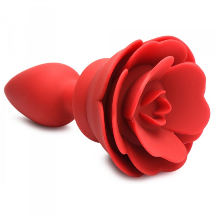 Booty Sparks 28X Silicone Vibrating Rose Anal Plug w/ Remote - Small - Thorn & Feather