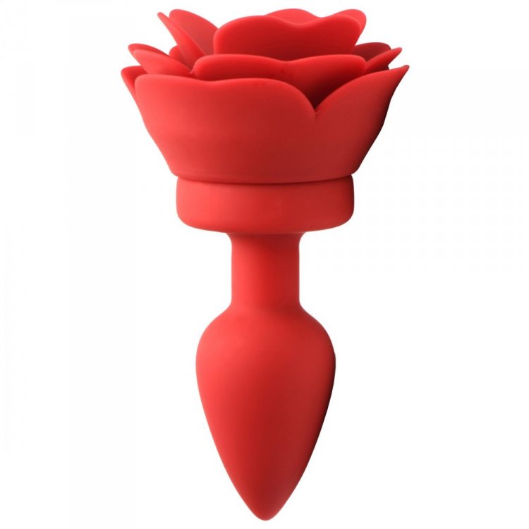 Booty Sparks 28X Silicone Vibrating Rose Anal Plug w/ Remote - Small - Thorn & Feather