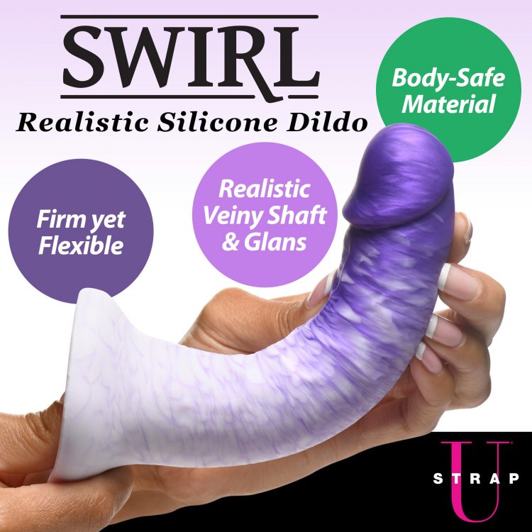 Real Swirl Realistic Silicone Dildo - Purple - Thorn & Feather