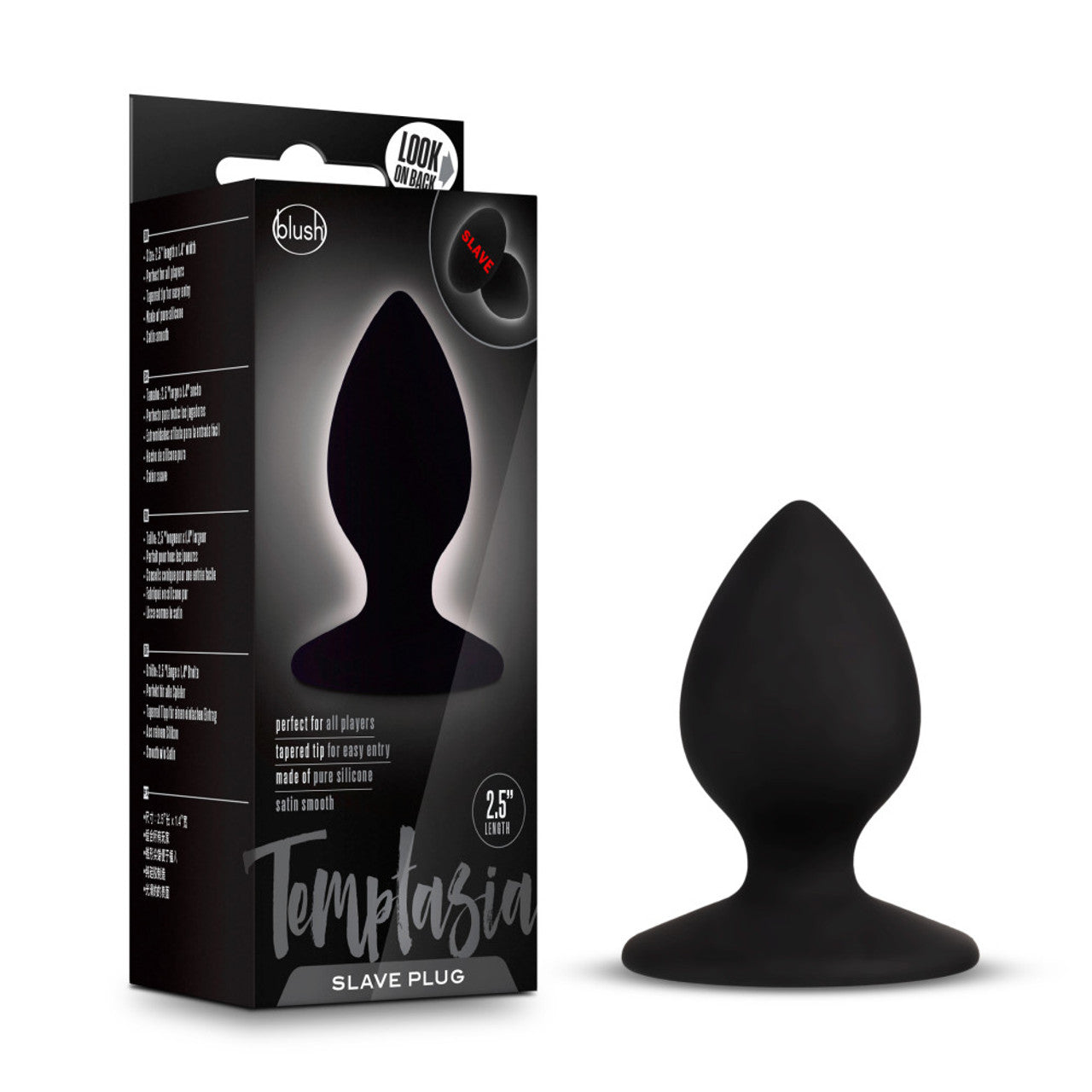 Temptasia Slave Silicone Butt Plug - Black - Thorn & Feather