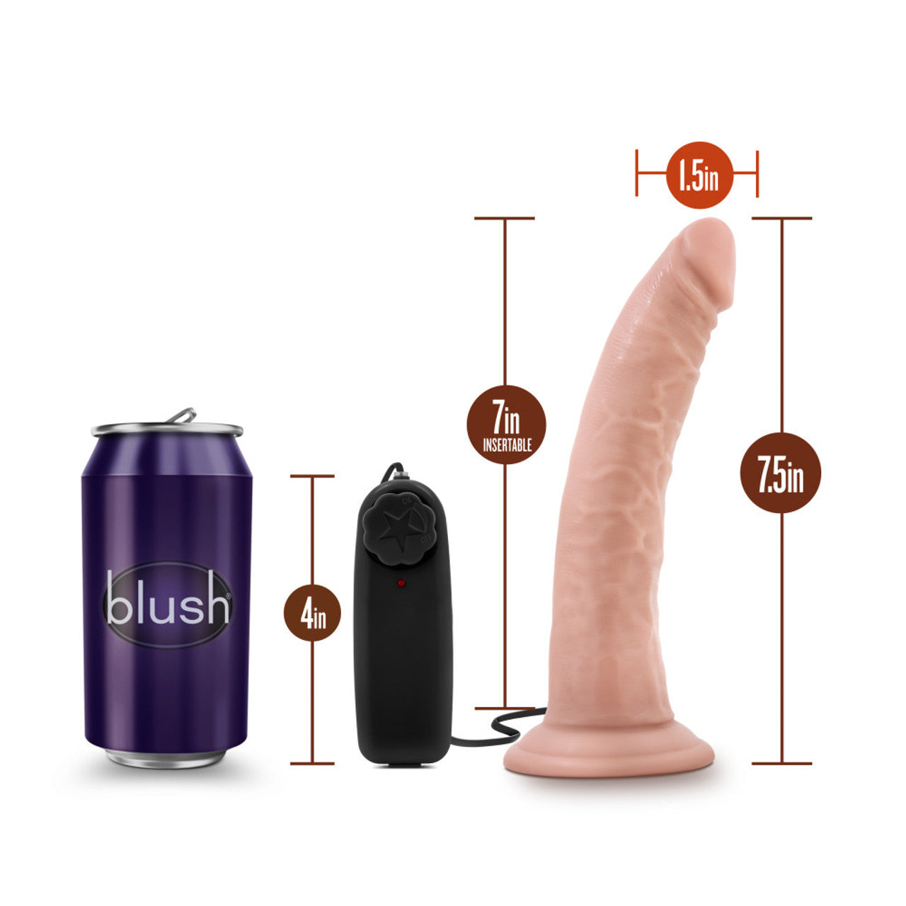 7 Inch Vibrating Cock with Suction Cup - Vanilla - Thorn & Feather