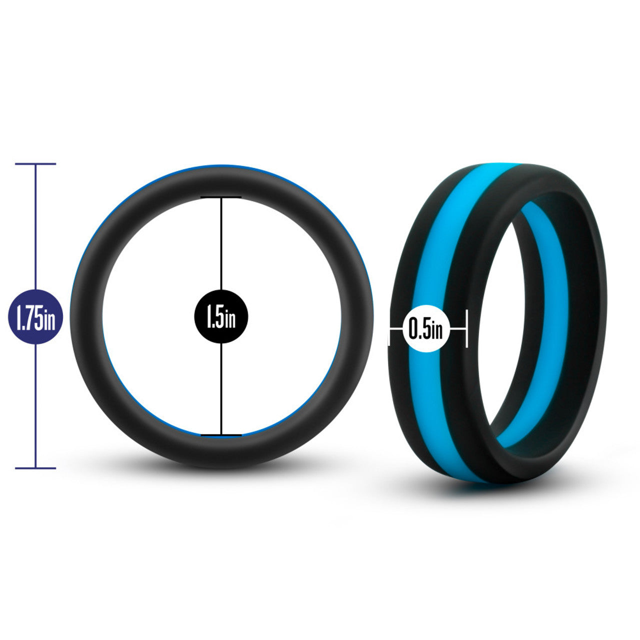 Performance Silicone Pro Cock Ring - Black/Blue/Black