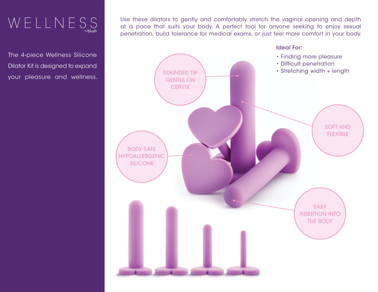 Wellness Heart Shaped Base Dilator Kit - Purple - Thorn & Feather