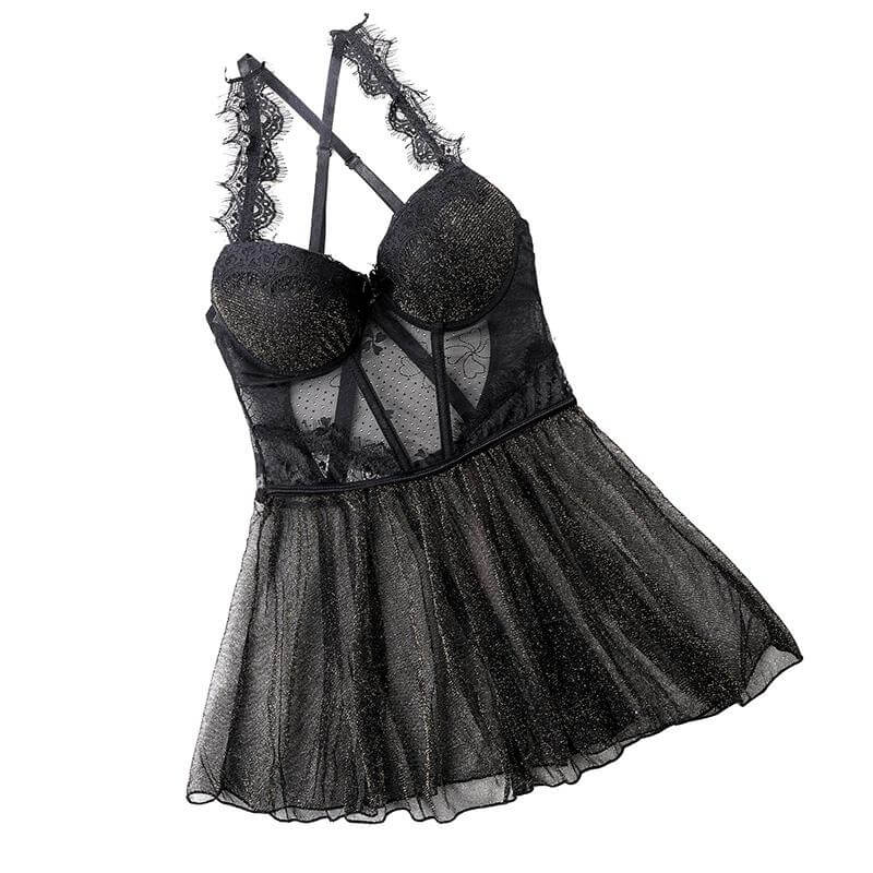 Black Victorian Ruffle Trim Corset - Thorn & Feather