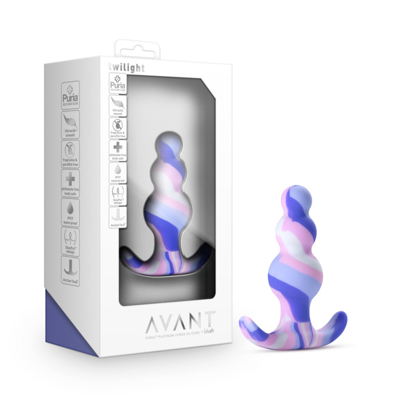 Avant Twilight Silicone Anal Plug - Blue - Thorn & Feather