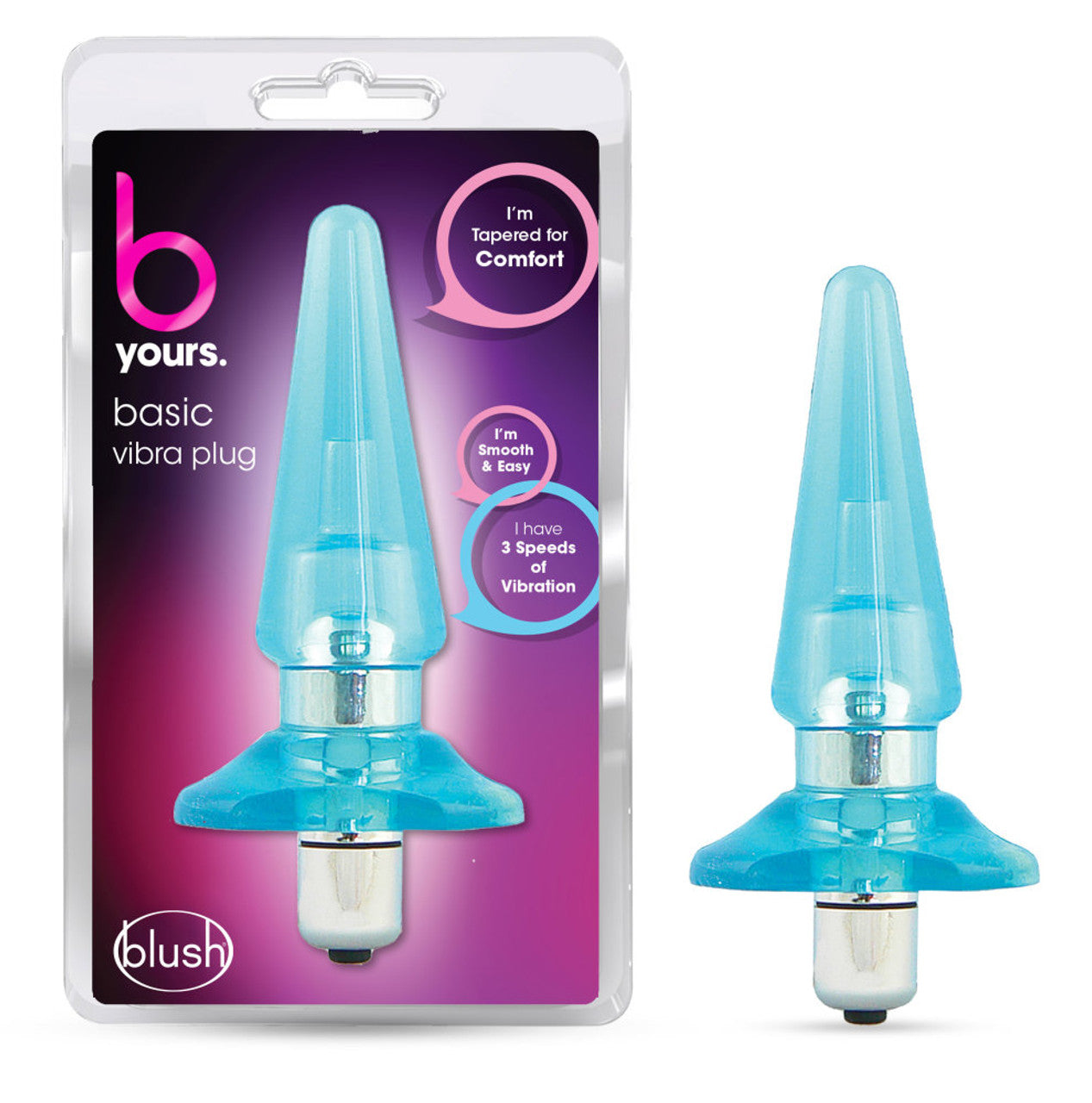 B Yours Basic Vibrating Anal Plug - Blue - Thorn & Feather