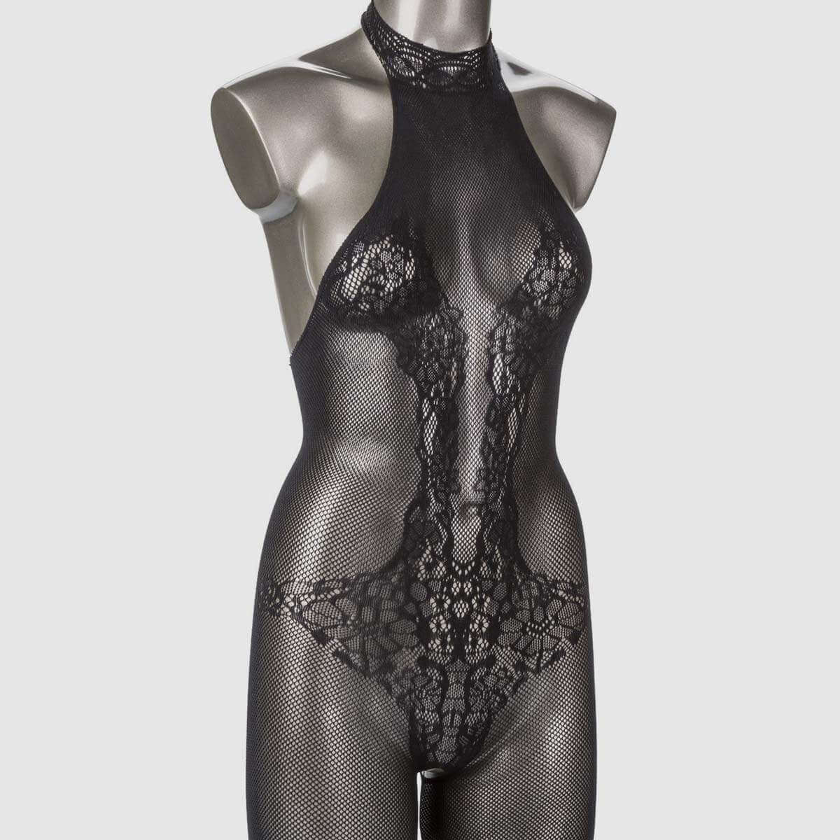 Scandal Halter Lace Bodystocking - Black, One Size - Thorn & Feather