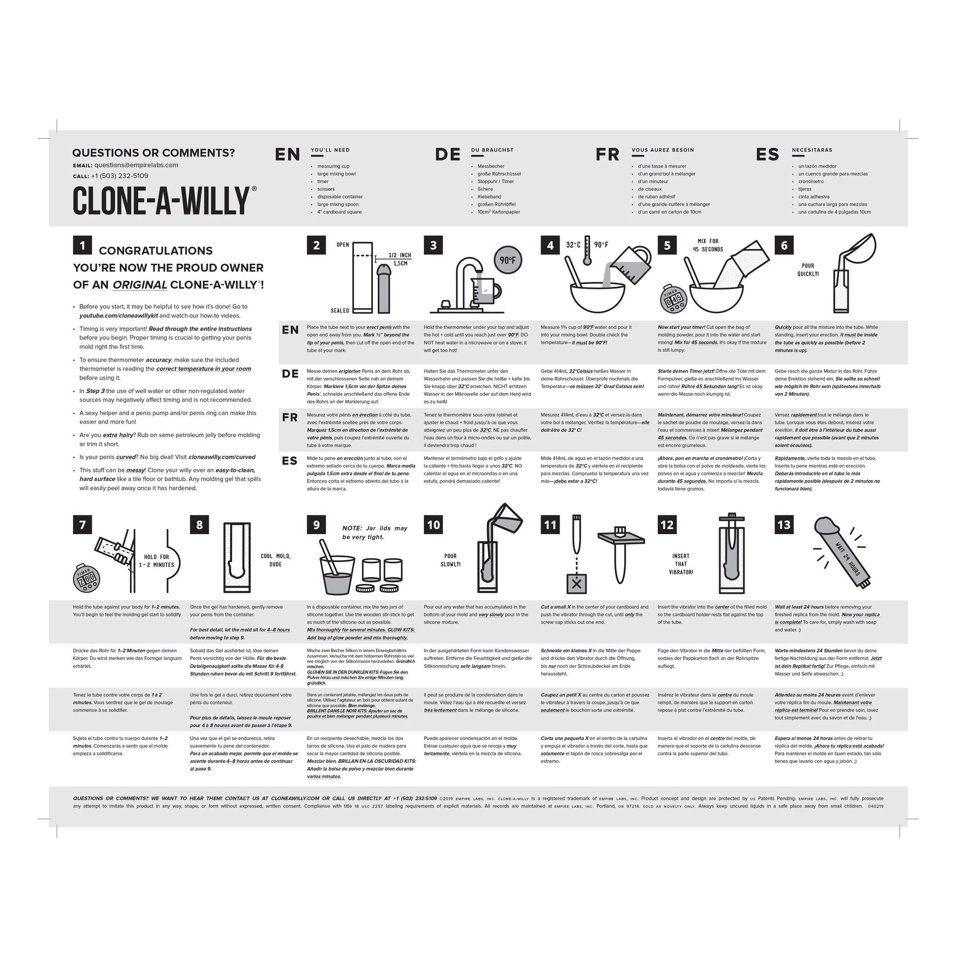 Clone a Willy DIY Vibrating Silicone Penis - Glow in the Dark Green - Thorn & Feather