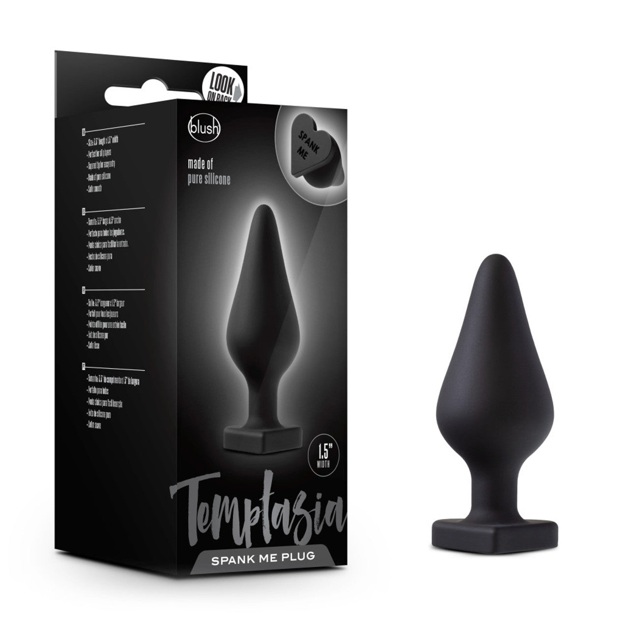 Temptasia Spank Me Heart Shaped Butt Plug - Black - Thorn & Feather