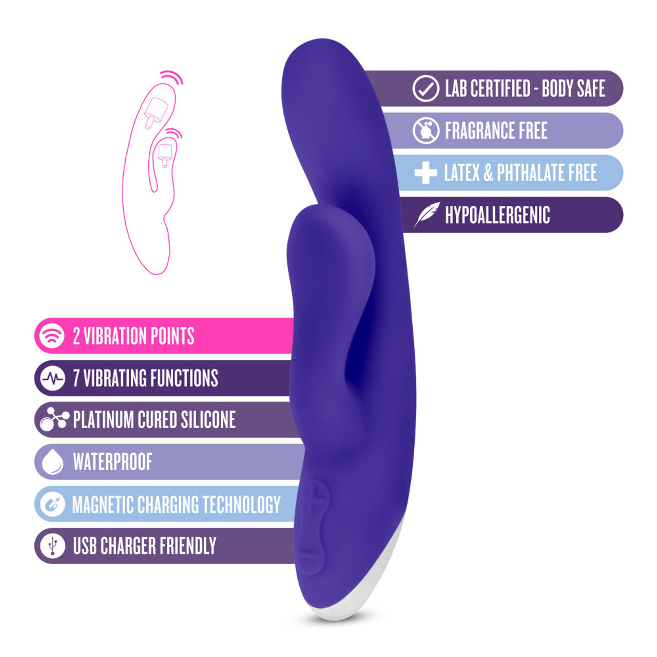 Hop Trix Silicone Rabbit G Spot Vibrators - Midnight