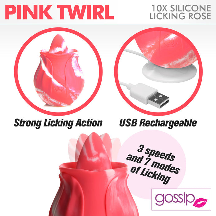 Gossip Pink Twirl 10X Silicone Licking Rose