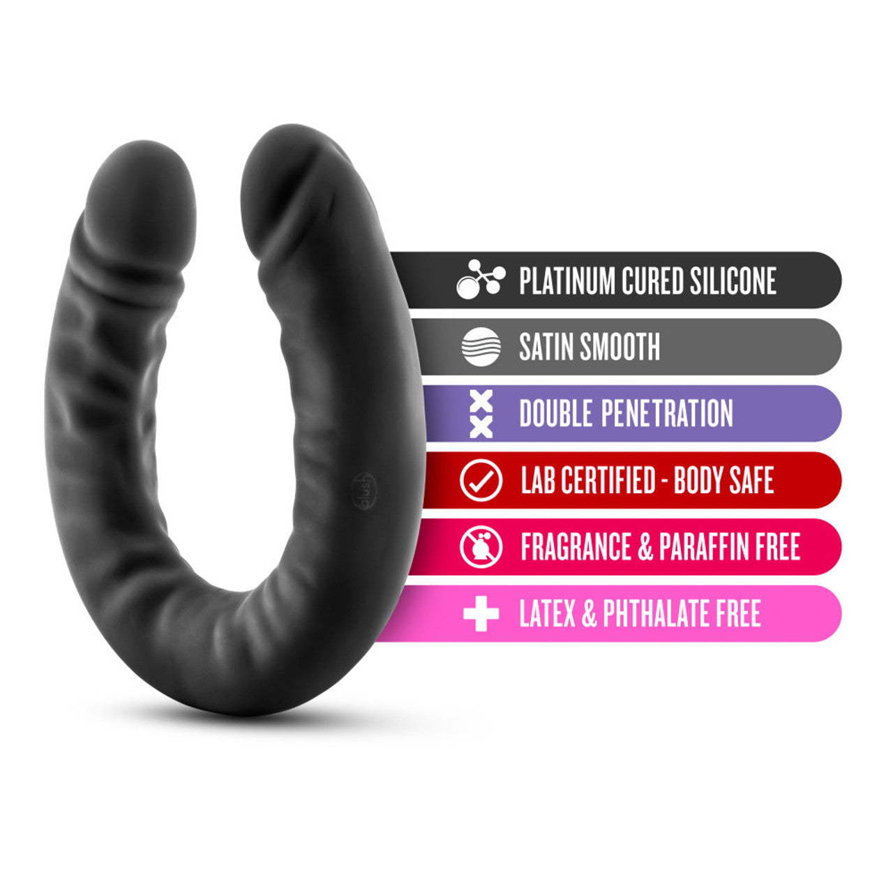 Ruse 18" Silicone Double Headed Dildo - Black - Thorn & Feather