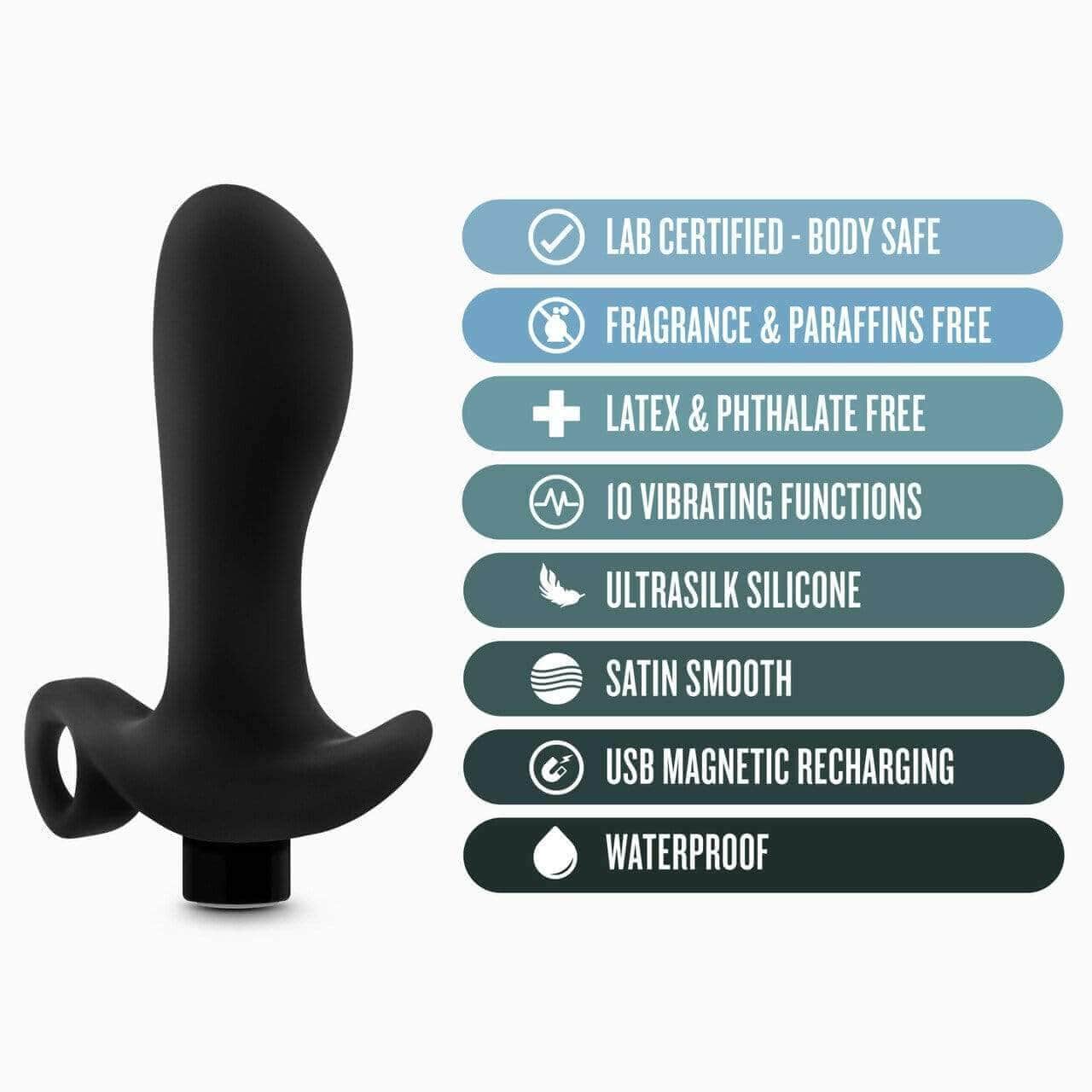 Silicone Vibrating Prostate Massager 01 - Black - Thorn & Feather