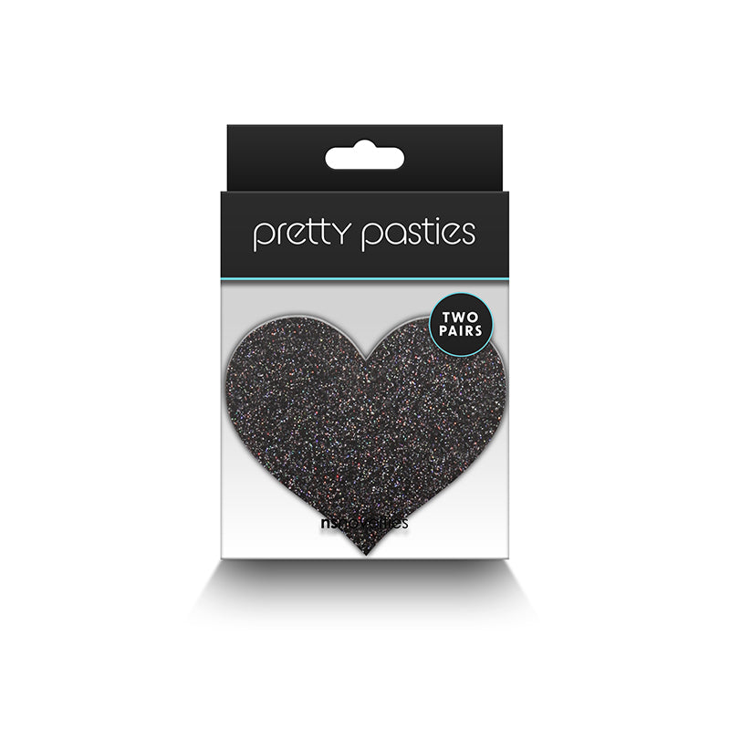 NS Pretty Pasties Glitter Hearts - Black/Gold, 2 Pair