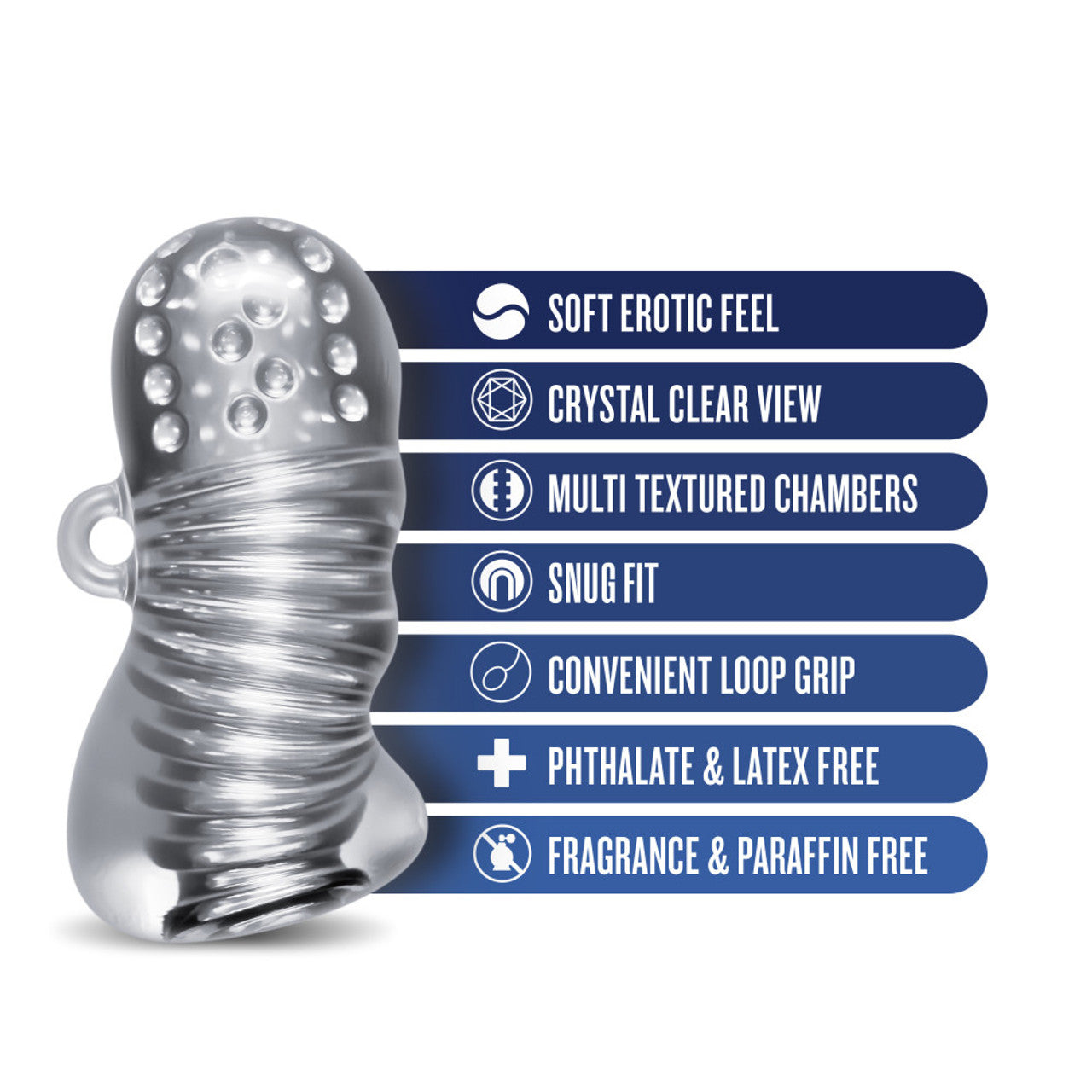 Rize Squeezy Ergonomic Stroker - Clear - Thorn & Feather