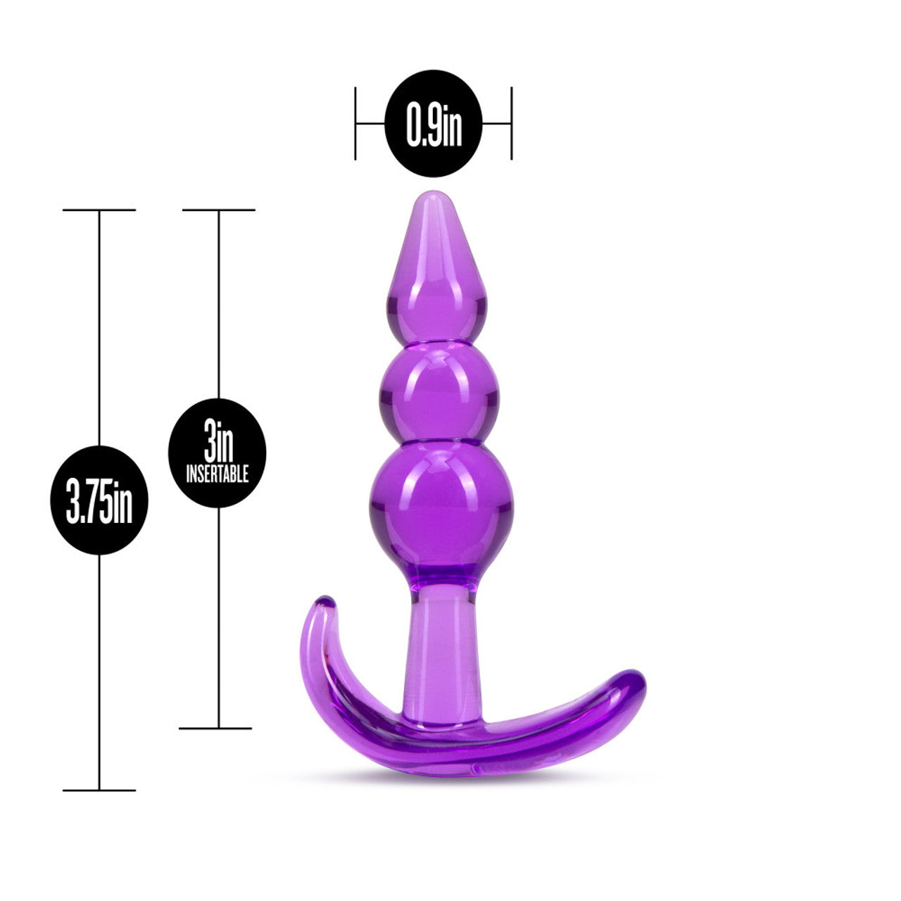 B Yours Triple Bead See-Through Anal Plug - Purple - Thorn & Feather