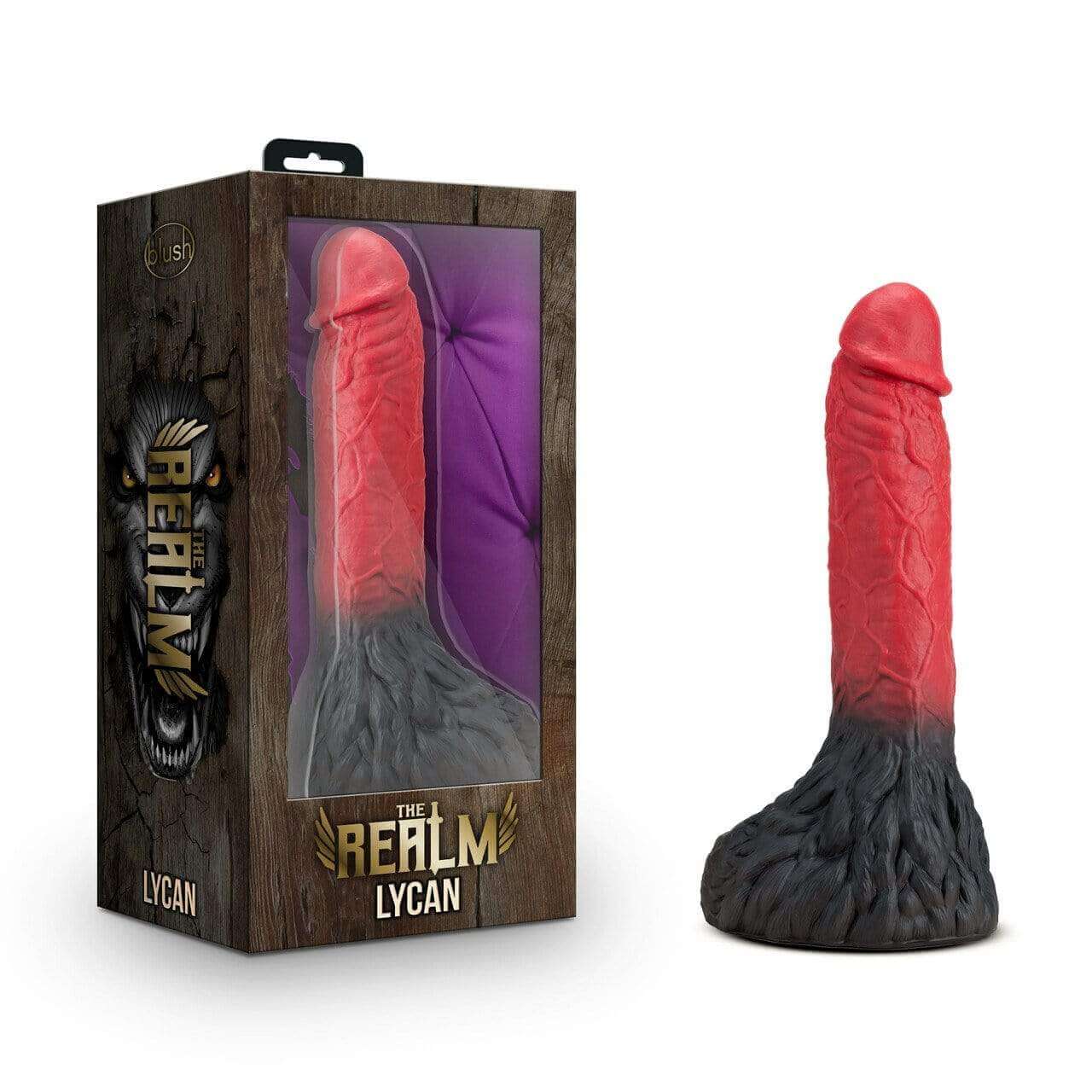 The Realm Lycan Lock On Werewolf Dildo - Red/Black - Thorn & Feather