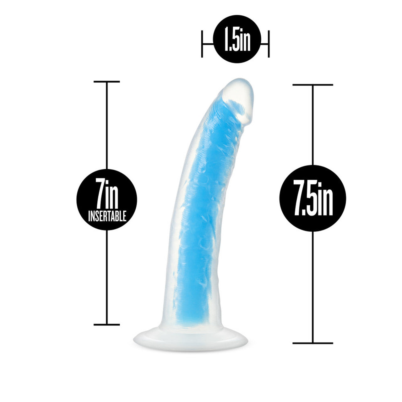 Glow in the Dark Prysm 7" Silicone Dual Density Dildo - Neon Blue