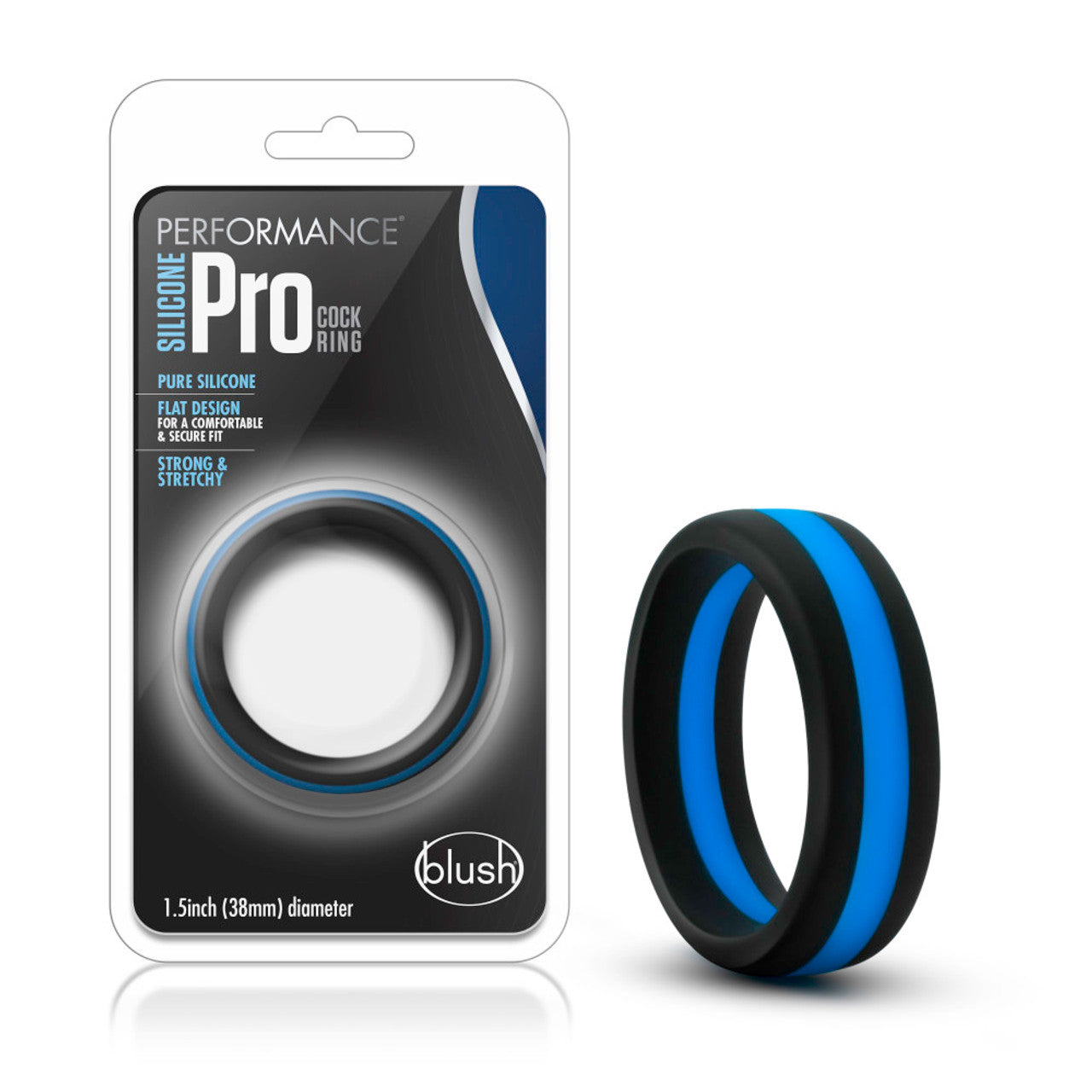 Performance Silicone Pro Cock Ring - Black/Blue/Black