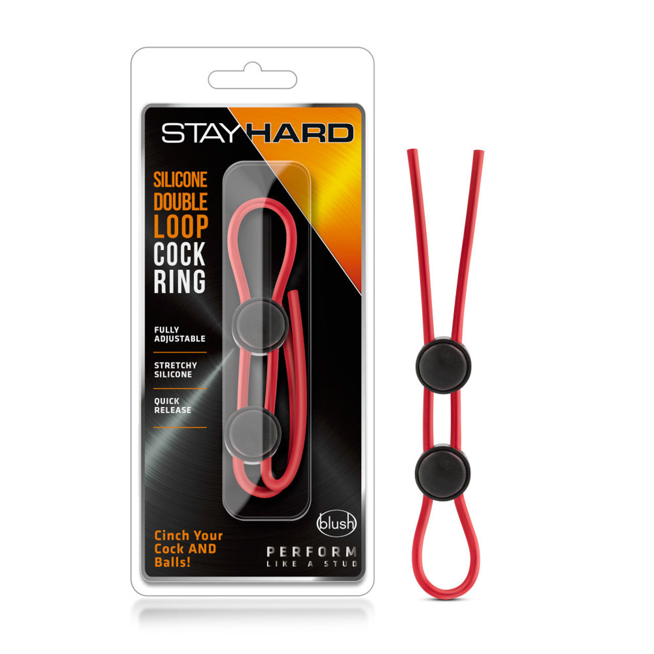 Stay Hard Silicone Double Loop Cock Ring - Red