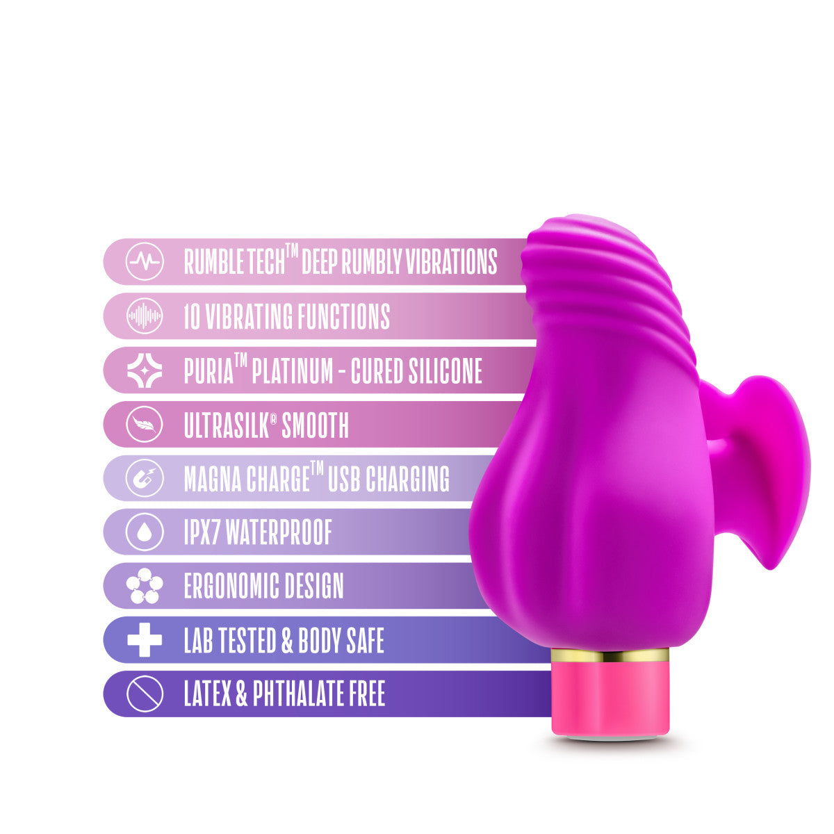 Aria Erotic AF Finger Silicone Vibrator - Plum