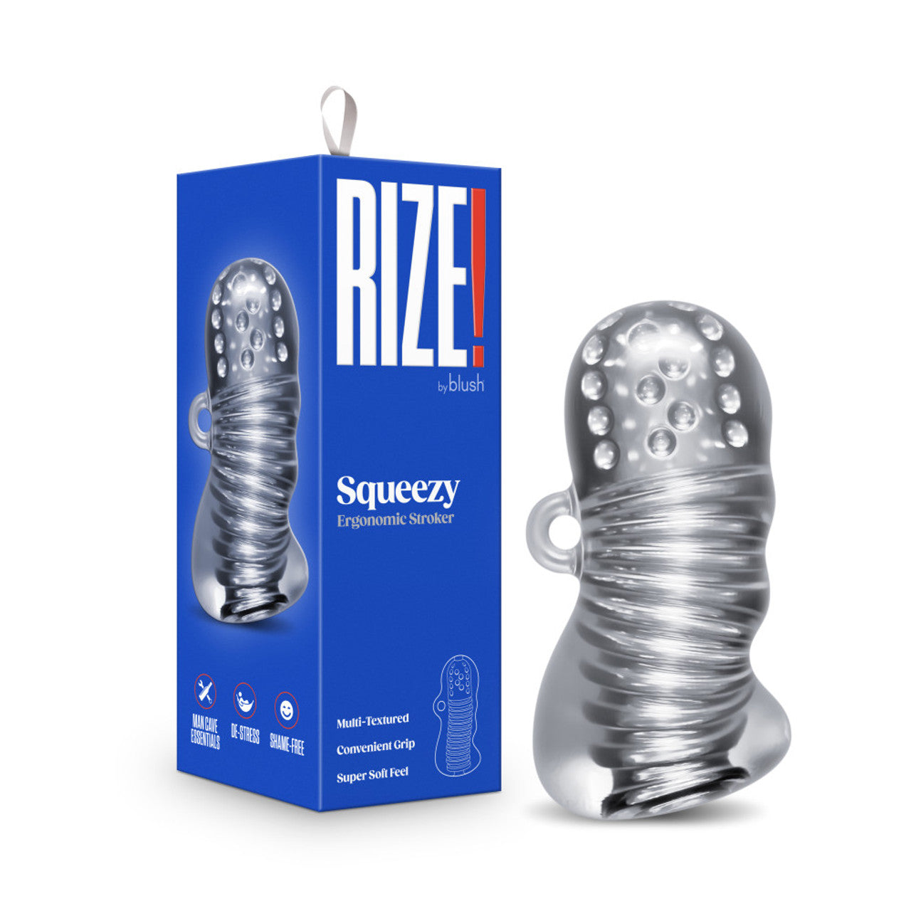 Rize Squeezy Ergonomic Stroker - Clear - Thorn & Feather