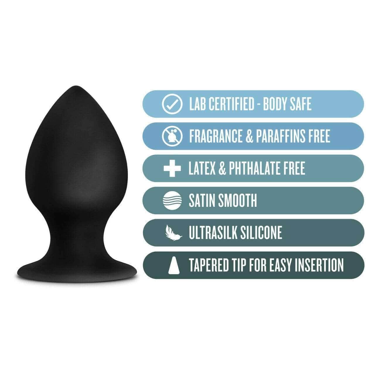 Silicone Anal Stout Plug - Medium, Black - Thorn & Feather