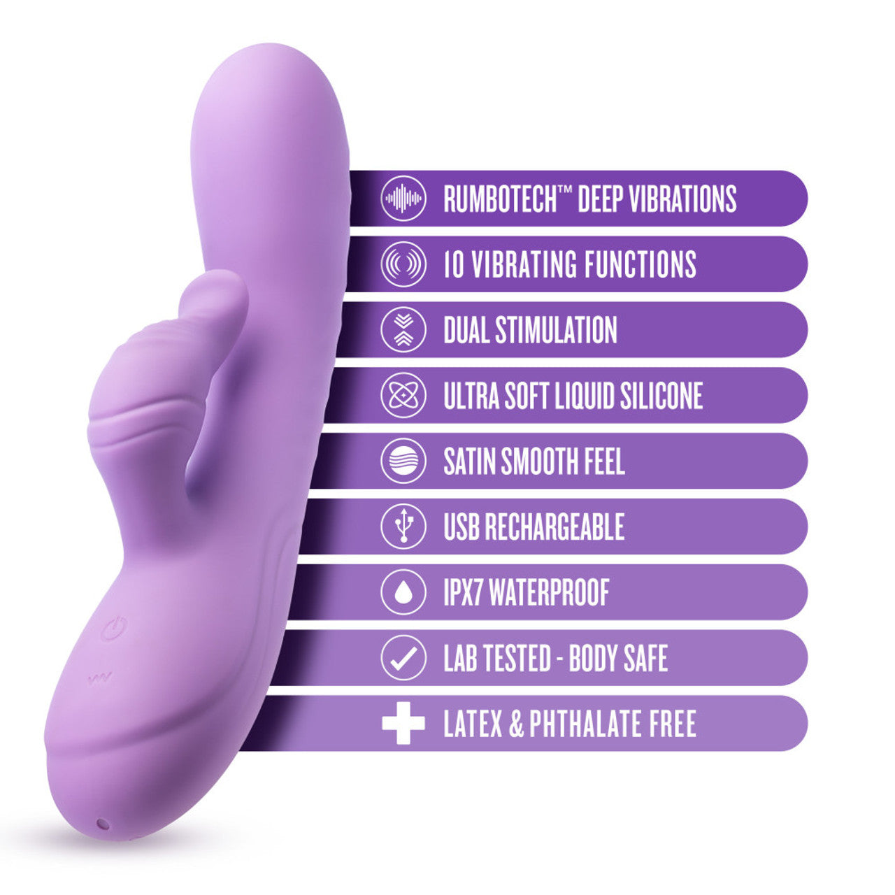 Blush Evelyn Rabbit Dual Vibrator - Purple