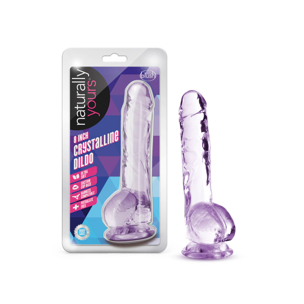 Naturally Yours 8" Crystalline Dildo - Amethyst