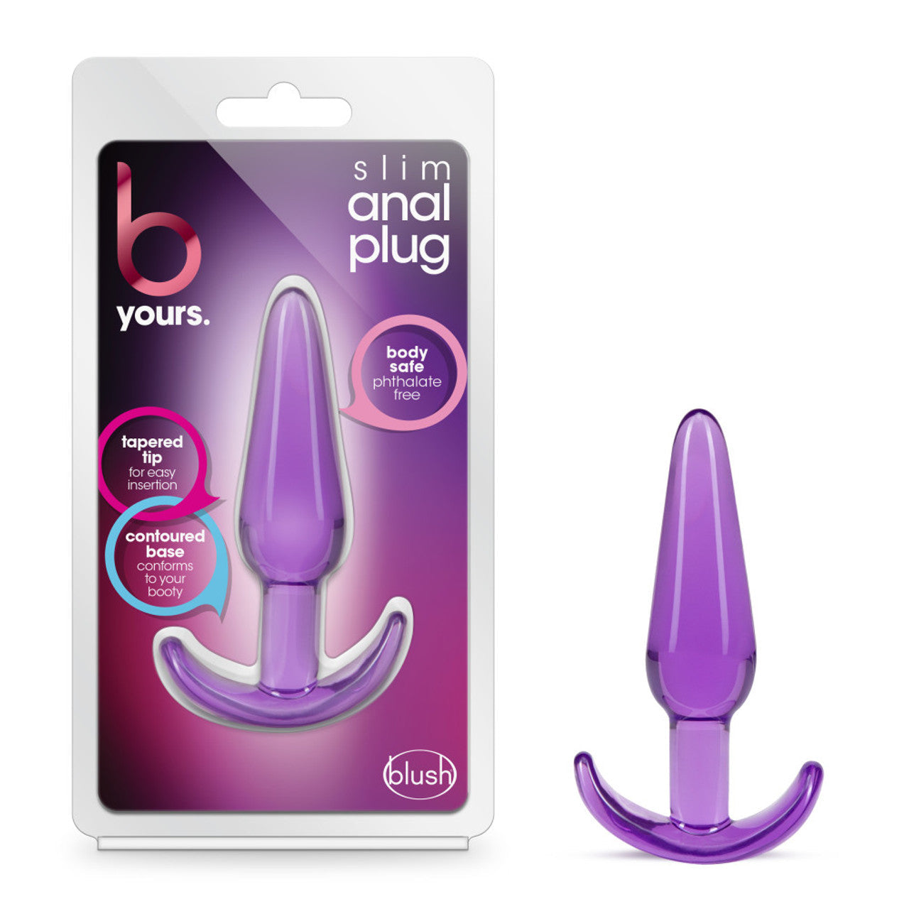 B Yours Slim Tapered See-Through Anal Plug - Purple - Thorn & Feather