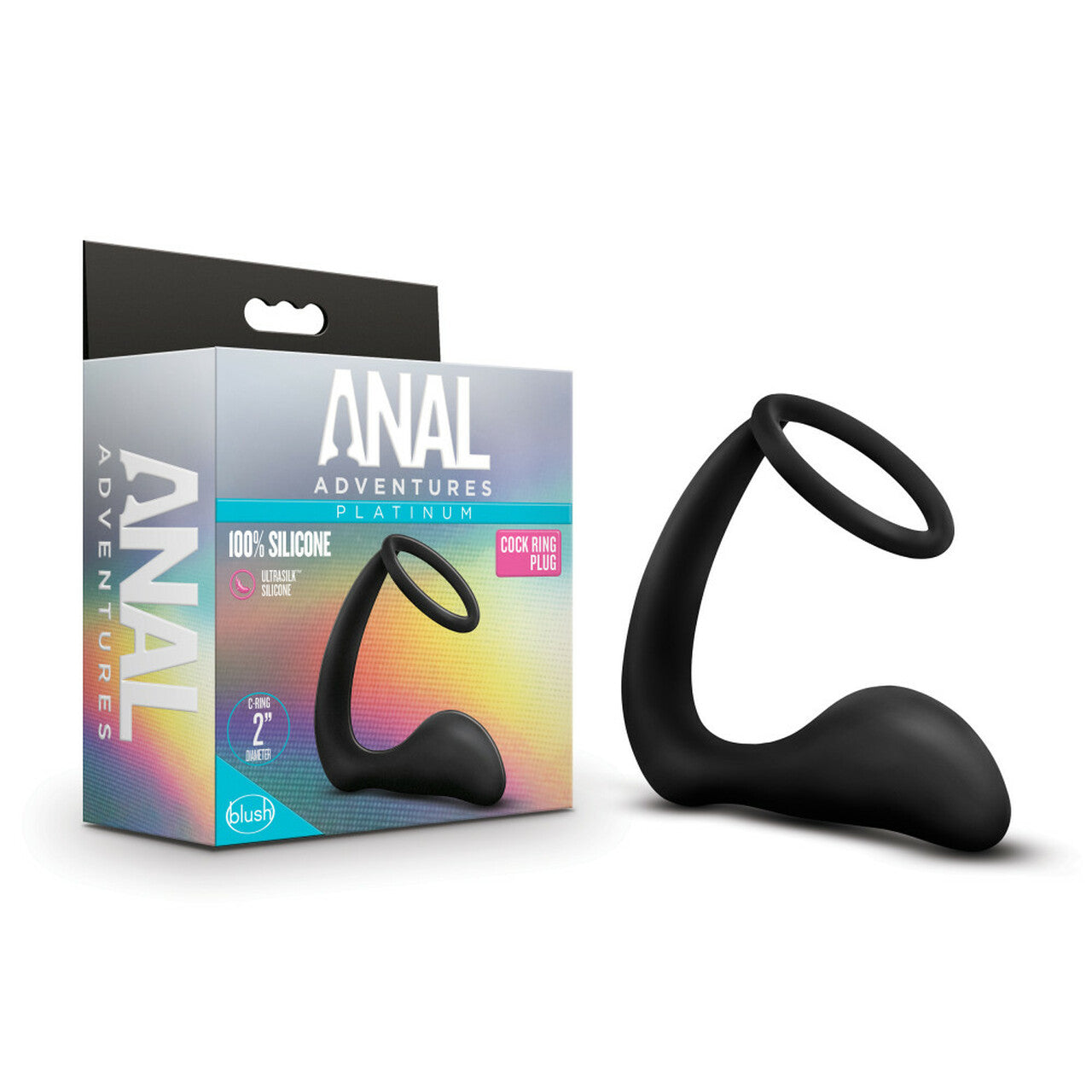 Anal Adventures Platinum Cock Ring Plug - Black - Thorn & Feather