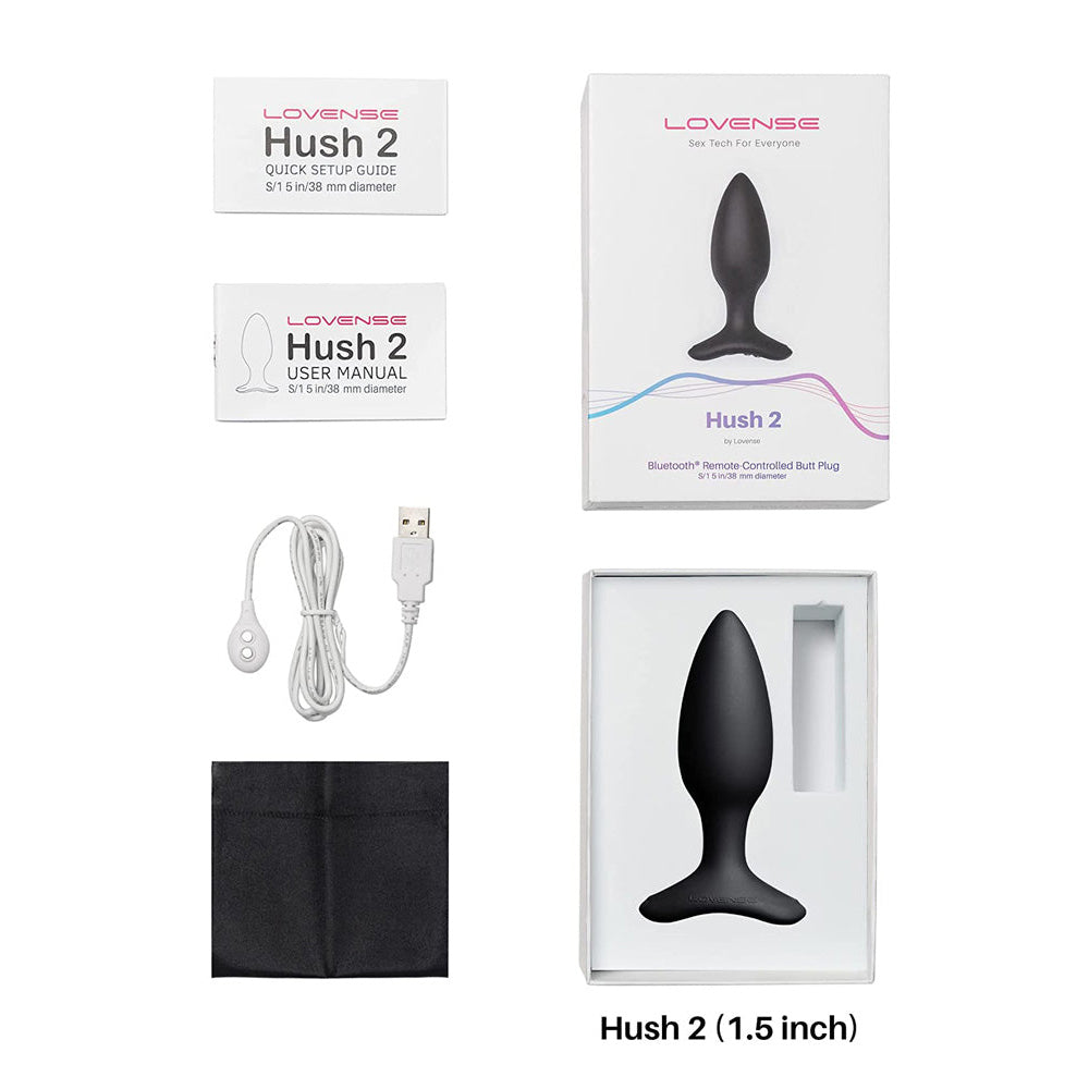 Lovense Hush 2 App-controlled Vibrating Butt Plug - 1.5 Inch - Thorn & Feather