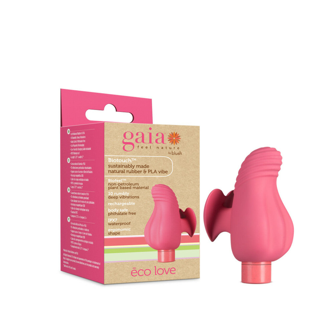 Gaia Eco Love Mini Finger Vibrator - Coral - Thorn & Feather