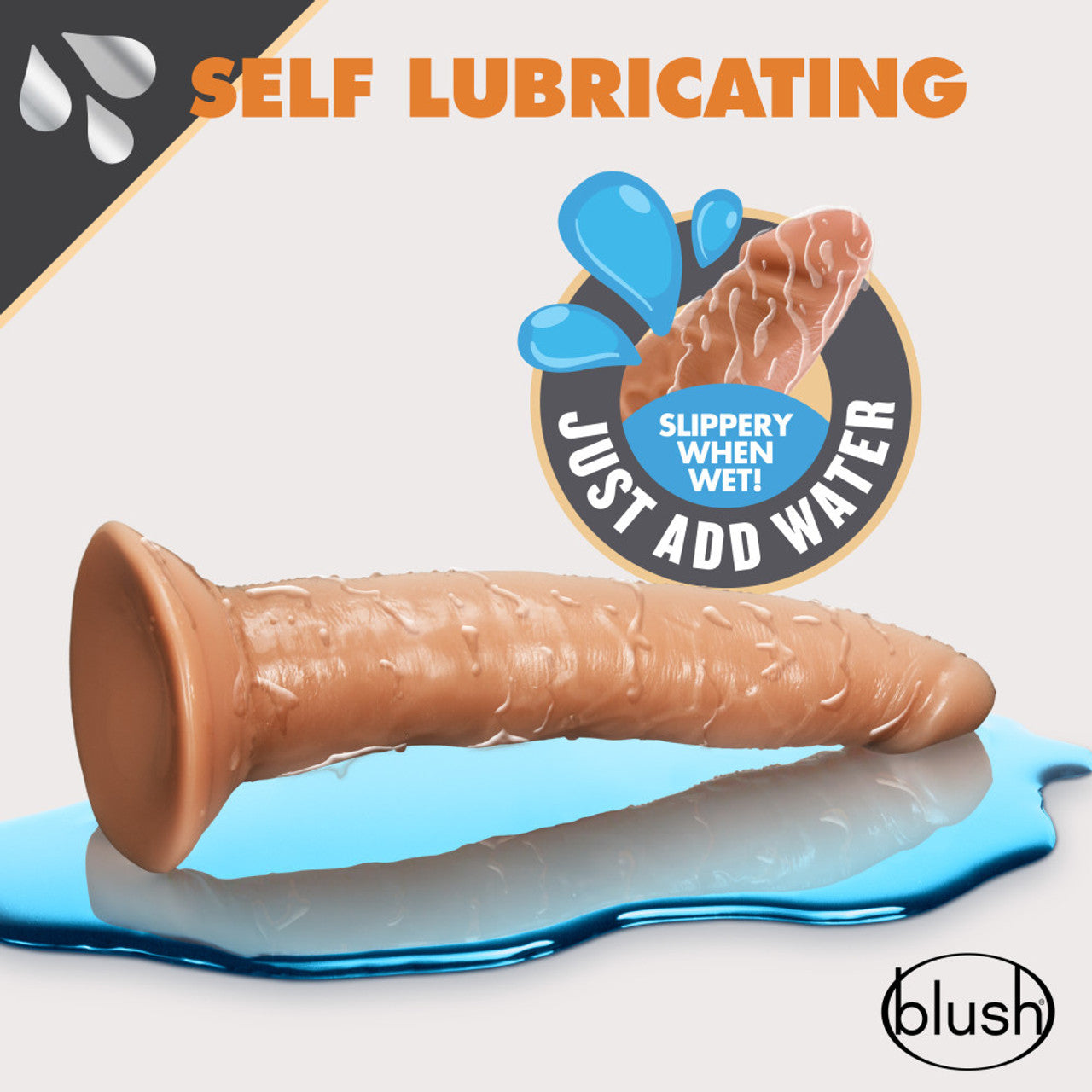 Dr. Skin Glide 7.5 inch Self Lubricating Dildo - Mocha