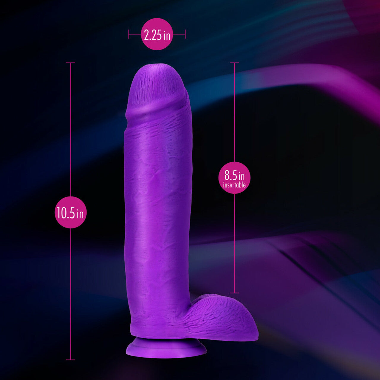 Neo Elite 10 Inch Silicone Dual Density Cock with Balls - Neon Purple - Thorn & Feather