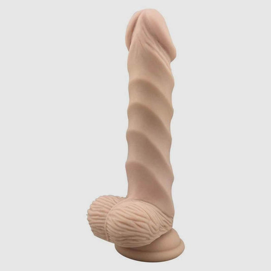 T&F Knight 8" Silicone Spiral Dildo - Flesh - Thorn & Feather