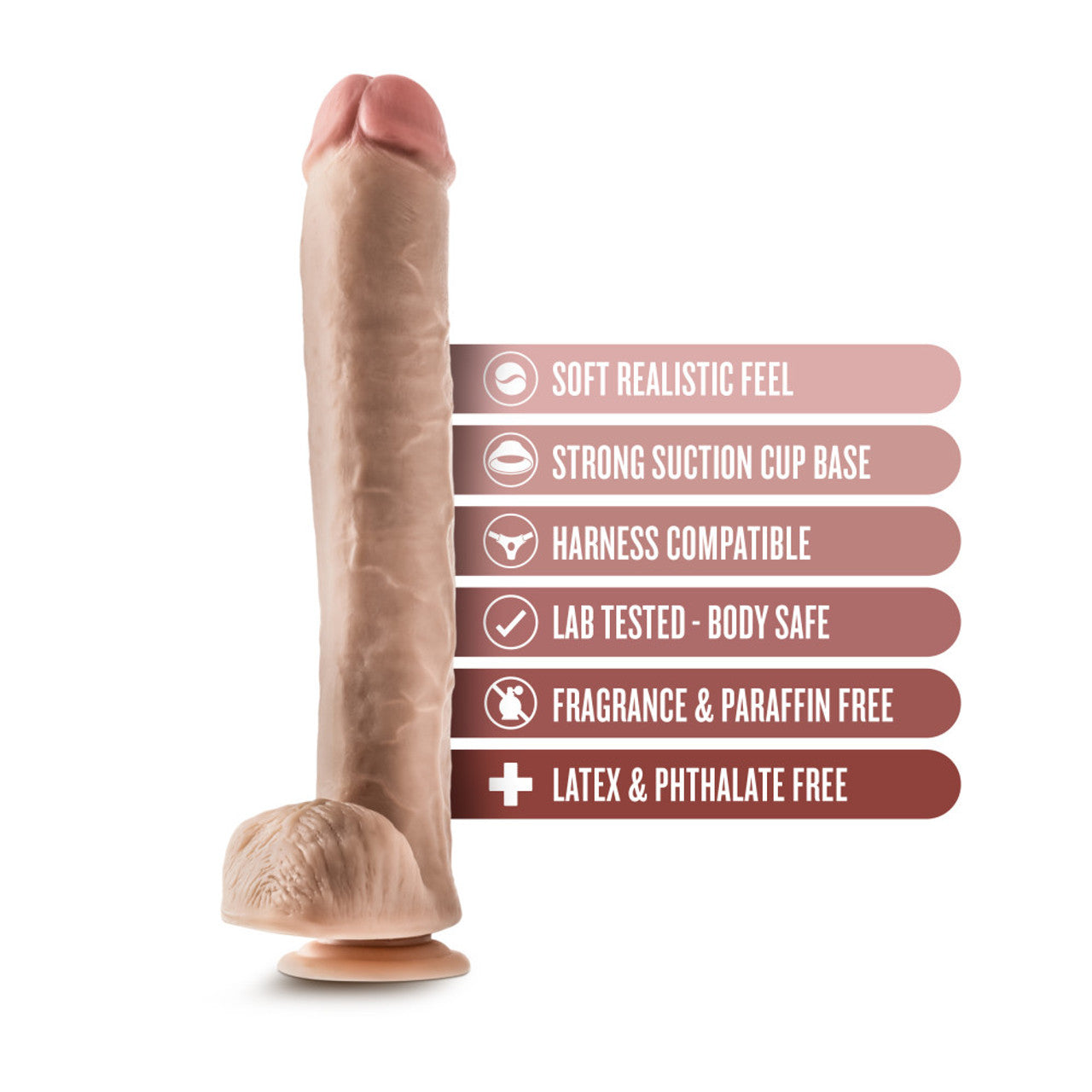 14 Inch Dildo with Balls - Beige - Thorn & Feather