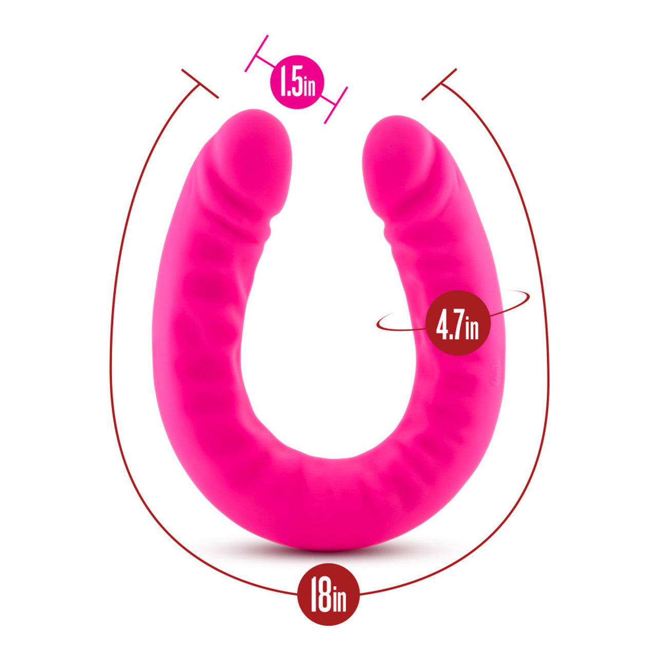 Ruse 18 inch Silicone Slim Double Dong - Hot Pink - Thorn & Feather