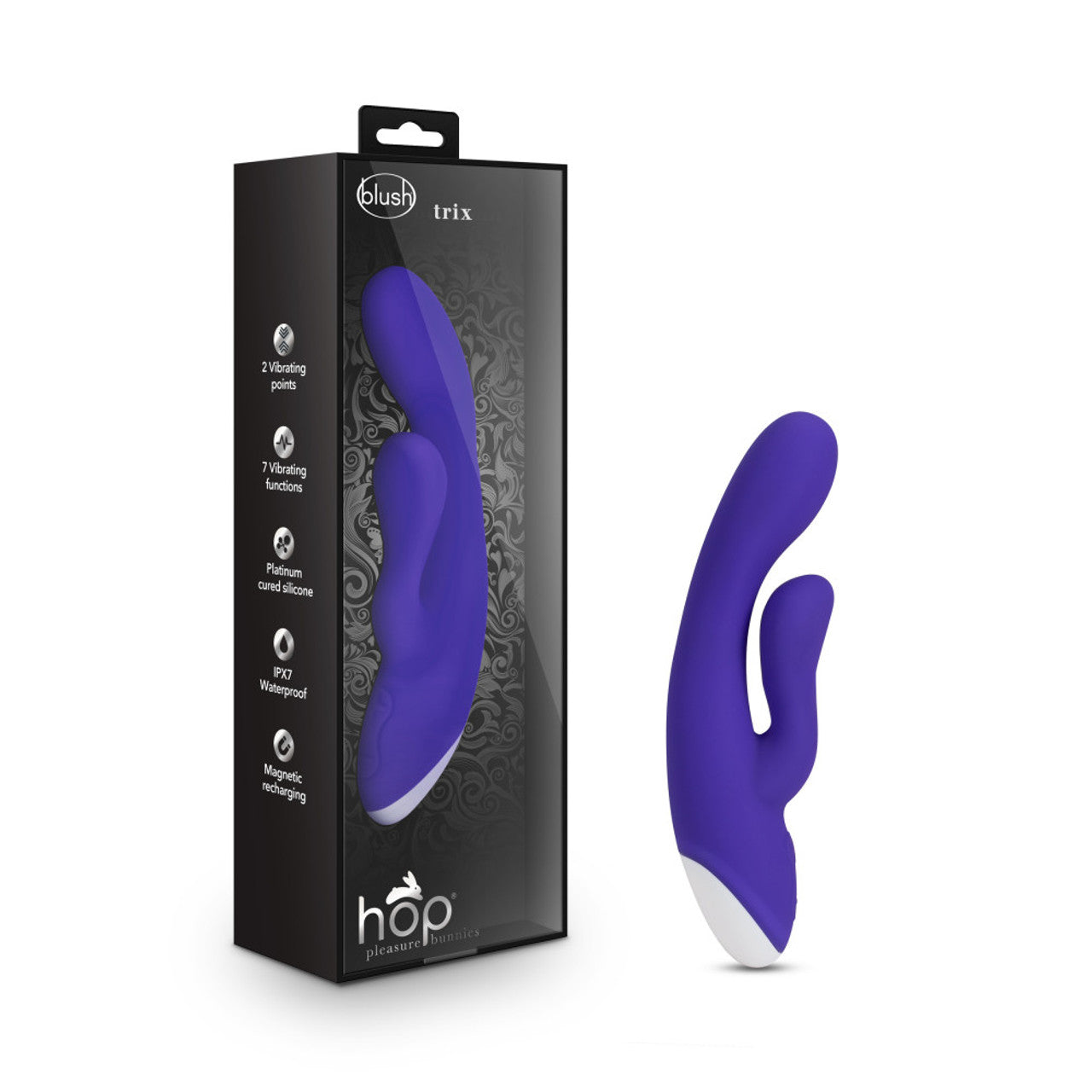 Hop Trix Silicone Rabbit G Spot Vibrators - Midnight