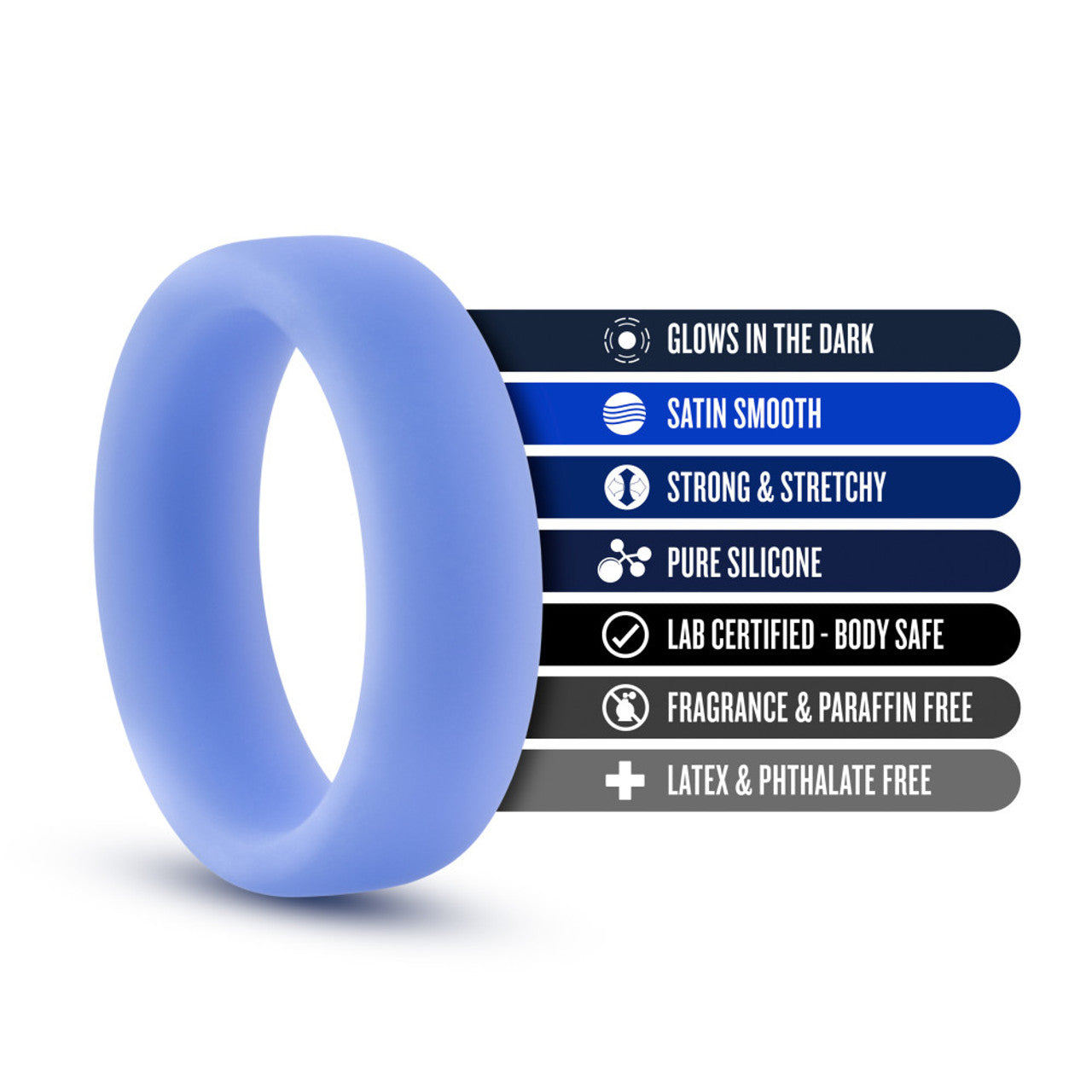 Performance Silicone Glo Cock Ring - Blue Glow