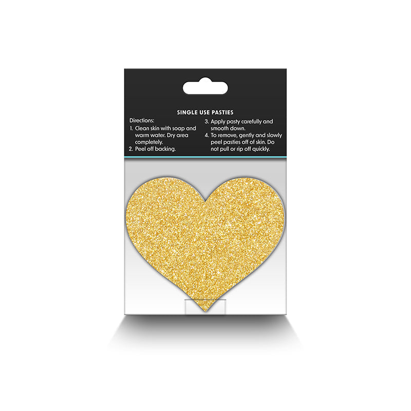 NS Pretty Pasties Glitter Hearts - Black/Gold, 2 Pair