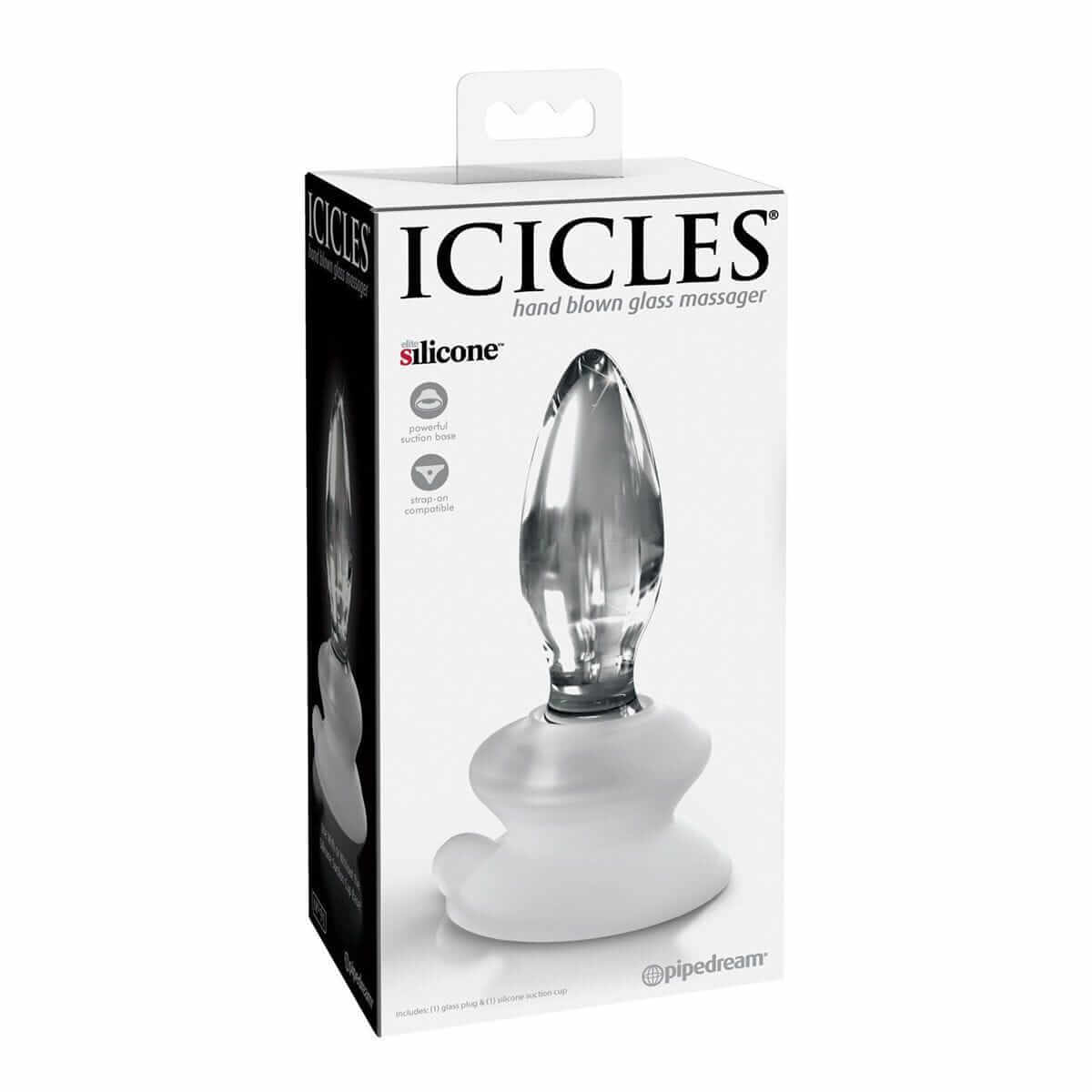 Icicles No. 91 Clear Glass Suction Cup Butt Plug - Thorn & Feather