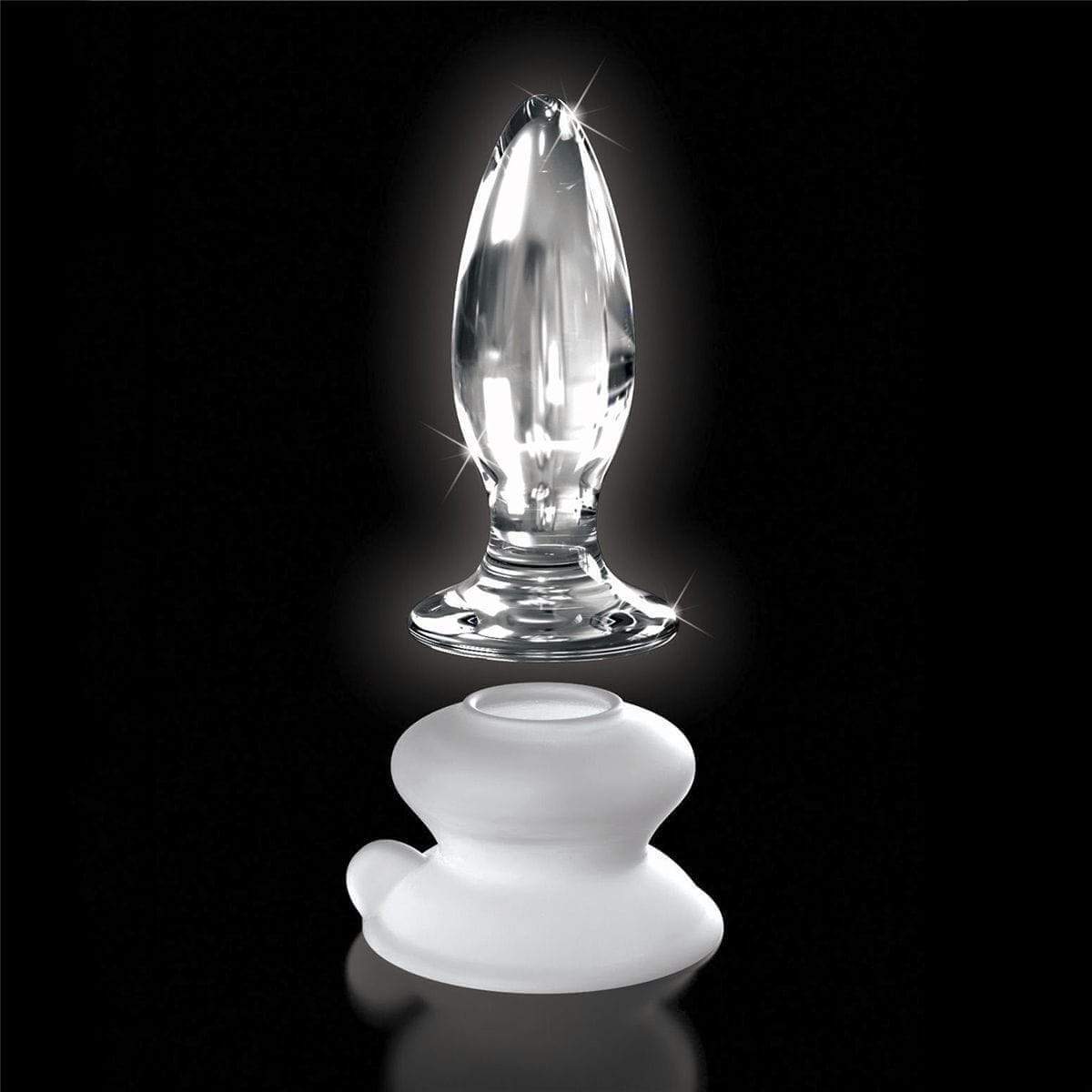 Icicles No. 91 Clear Glass Suction Cup Butt Plug - Thorn & Feather