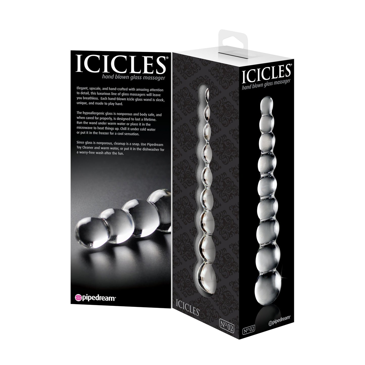 Icicles No. 2 Hand Glass Massager Dildo - Thorn & Feather