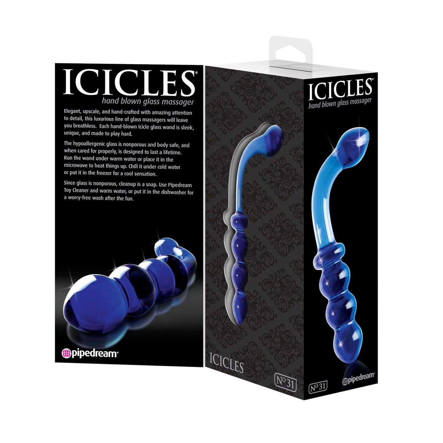 Icicles No. 31 Double G-Spot Hand Blown Glass Massager Dildo - Thorn & Feather