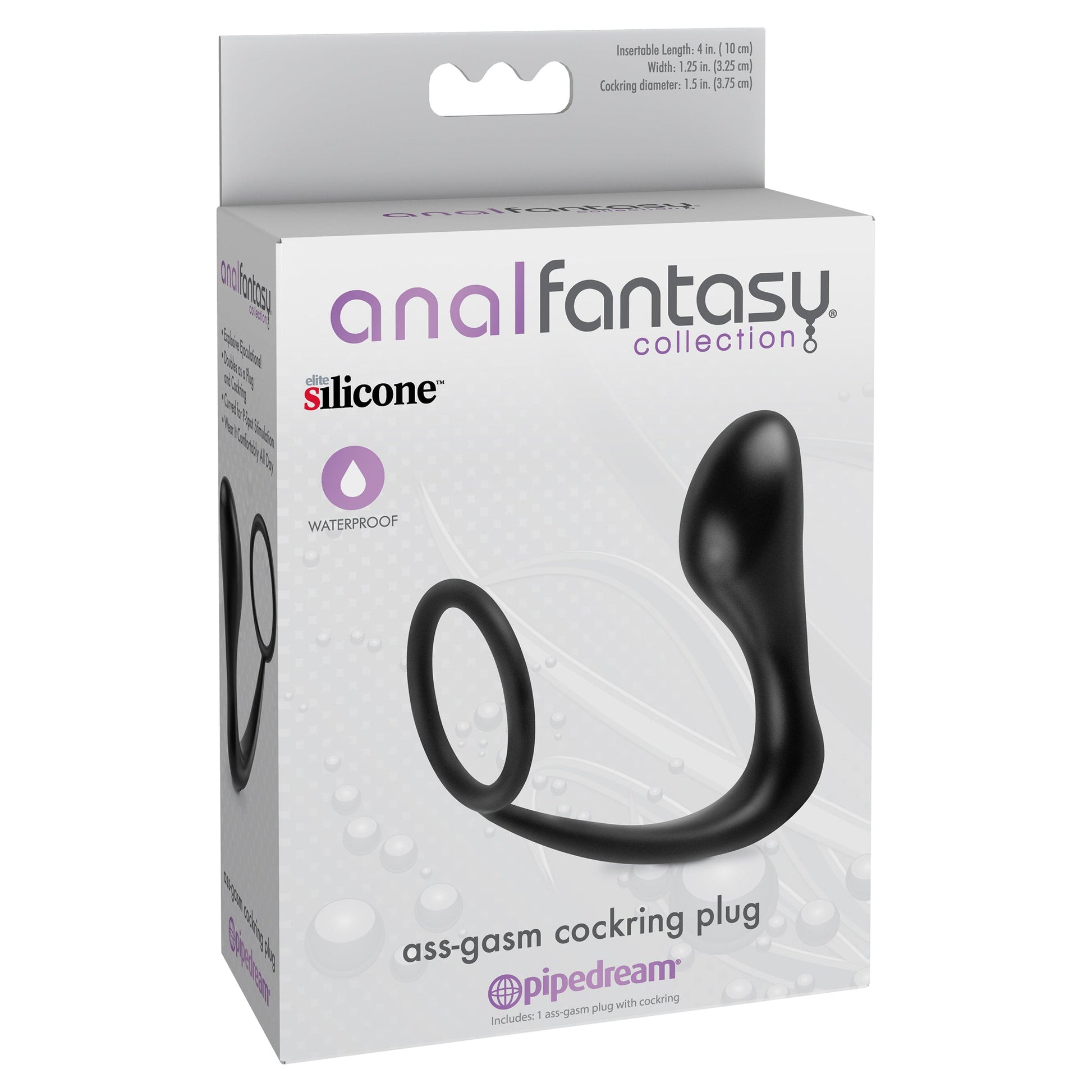 Anal Fantasy Collection Ass-Gasm Cockring Plug - Black - Thorn & Feather