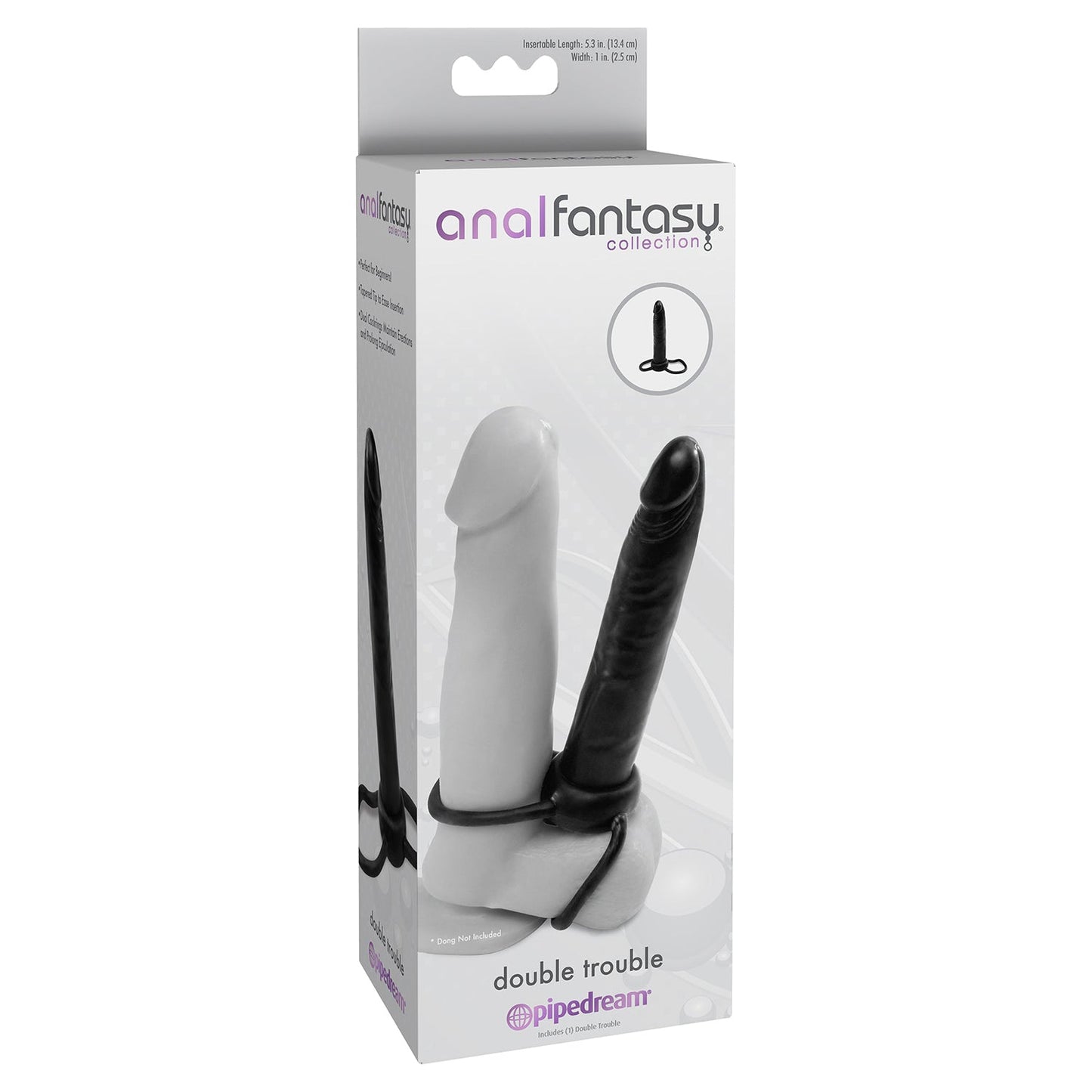 Anal Fantasy Double Trouble Strap-On Dildo - Black