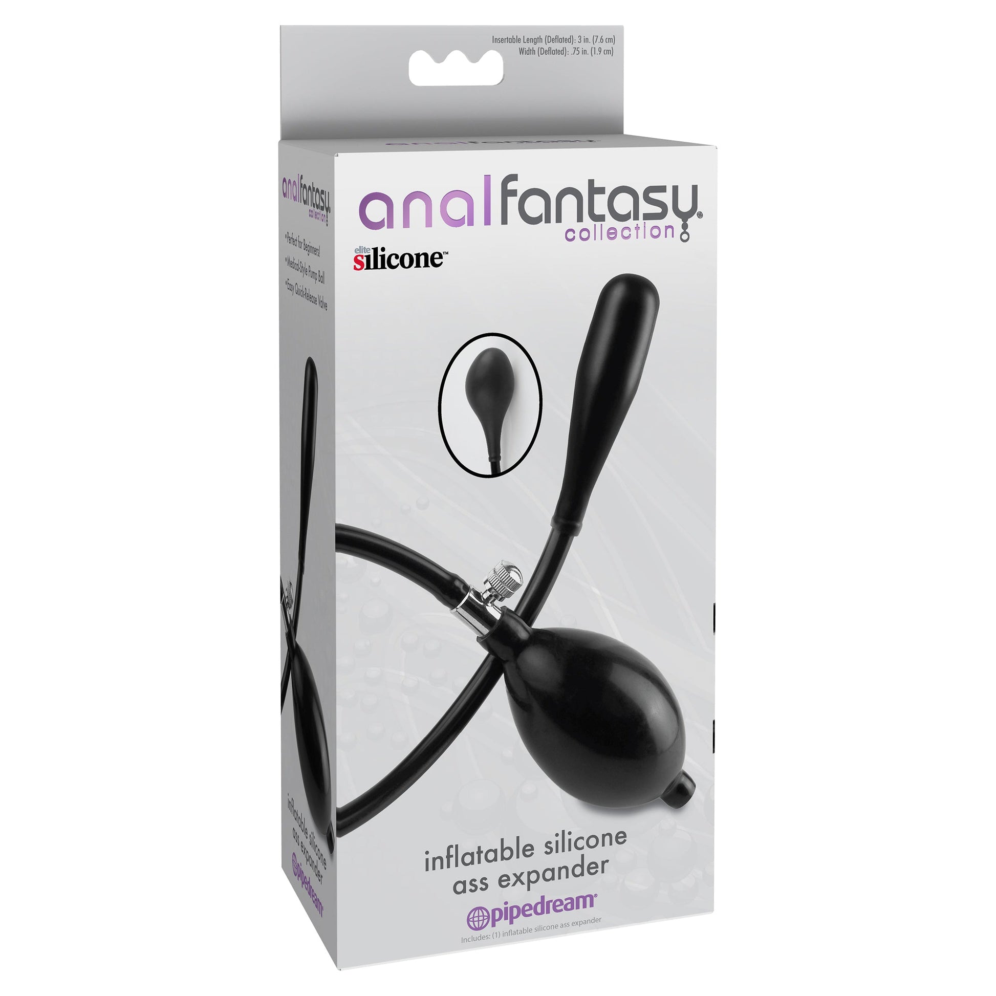 Anal Fantasy Collection Inflatable Silicone Ass Expander - Black - Thorn & Feather