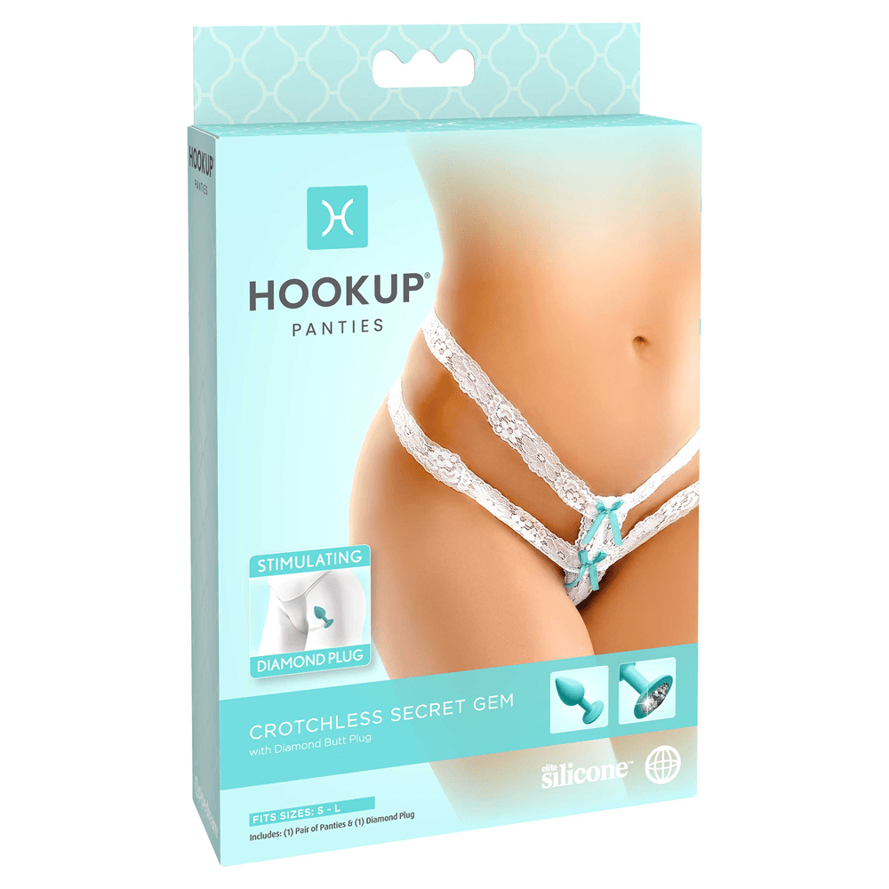 Hookup Panties Crotchless Secret Gem - S-L, White - Thorn & Feather