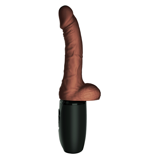 King Cock Plus 7.5" Thrusting Cock with Balls - Brown - Thorn & Feather